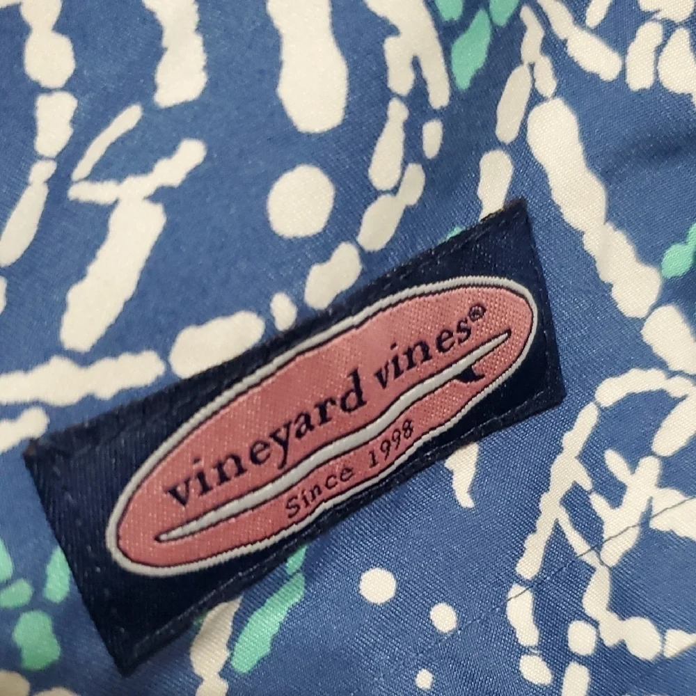 Vineyard Vines Blue and White Fish Pattern Swim Trunks